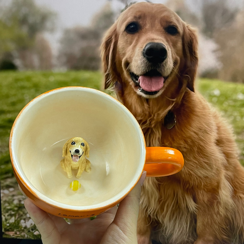 Handgefertigte individuelle Haustierfigur im Keramikbecher-Labrador