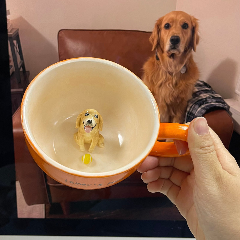 Handgefertigte individuelle Haustierfigur im Keramikbecher-Labrador