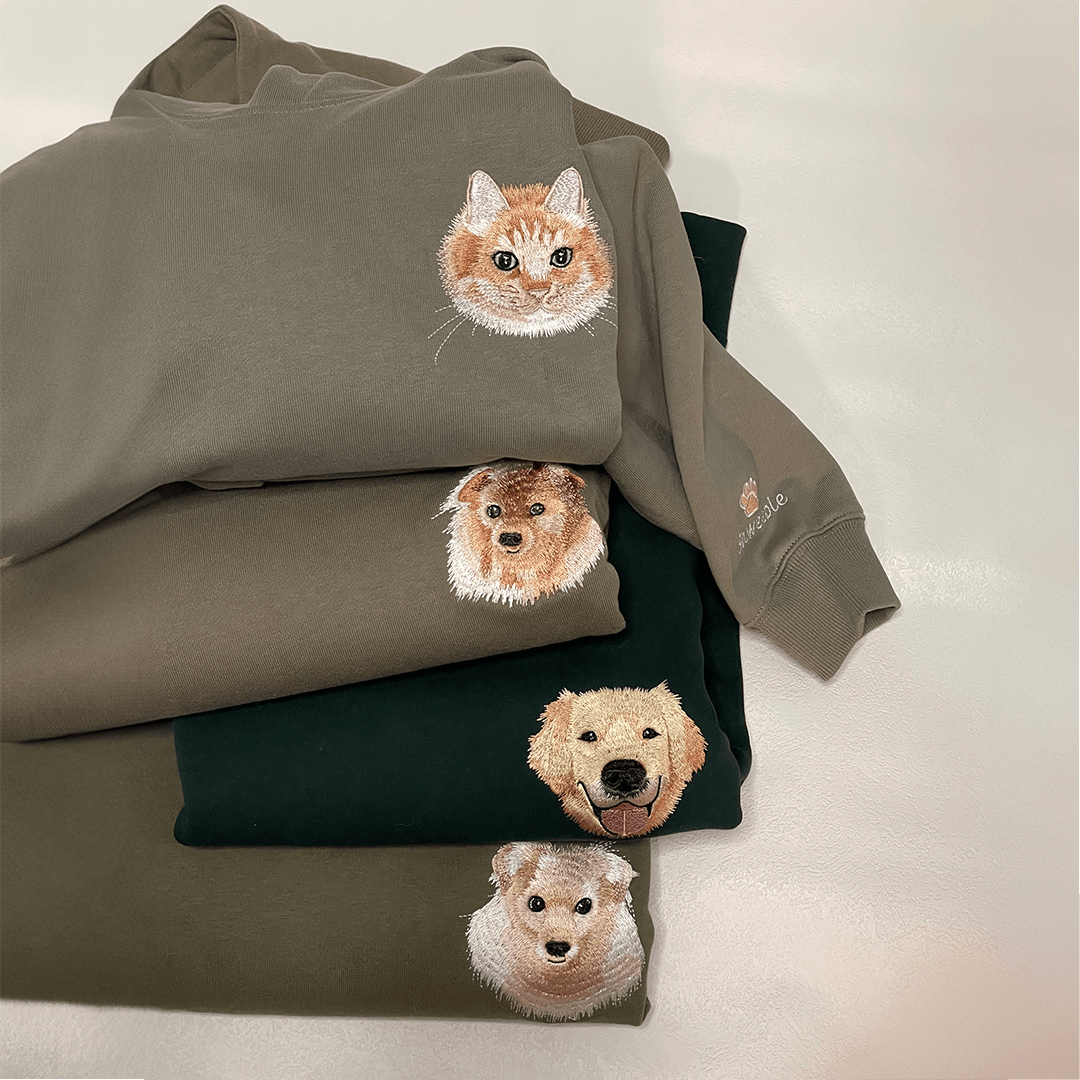 Benutzerdefinierter bestickter Kapuzenpullover mit Haustierportrait