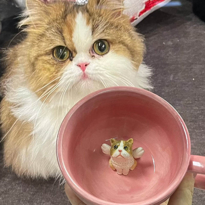 Handgefertigte Keramiktasse mit individueller Haustierfigur – ästhetisch