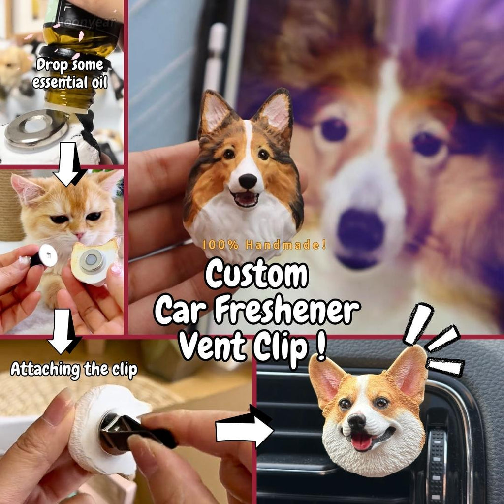  Custom Pet Dog Sculpture Fridge Magnet-Personalized Pet  Portrait Magnet-Handcrafted Polymer Clay Pets Heads Figurine
