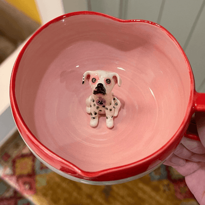 Handmade Custom Pet's Figure Ceramic Heart Mug