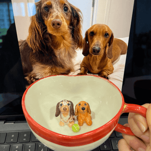 Handgefertigte Keramiktasse mit individueller Haustierfigur – ästhetisch 