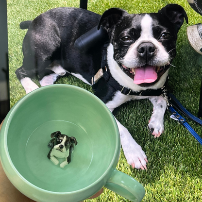 Handmade Custom Pug Figure Inside Ceramic Mug