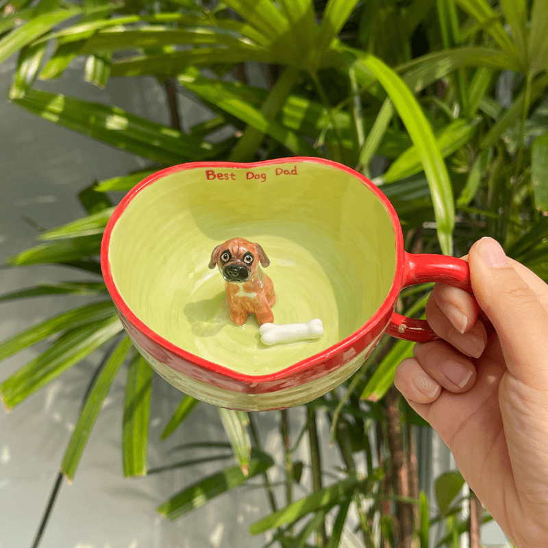 Handmade Custom Pet's Figure Ceramic Heart Mug