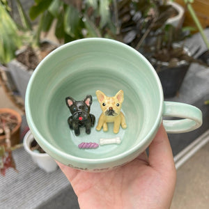 Handmade Custom French Bulldog Figure Inside Ceramic Mug