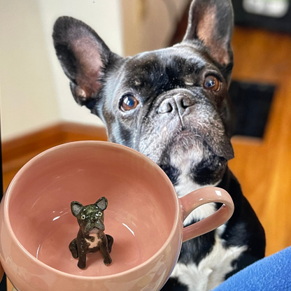 Handmade Custom Pug Figure Inside Ceramic Mug