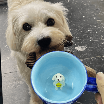 Handgemachte individuelle Haustierfigur im Keramikbecher-Teddy 