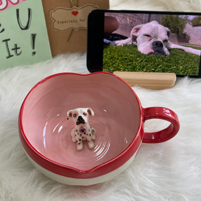 Handmade Custom Pet's Figure Ceramic Heart Mug