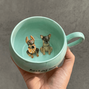 Handmade Custom Pet Figure Inside Ceramic Mug-German Shepherd