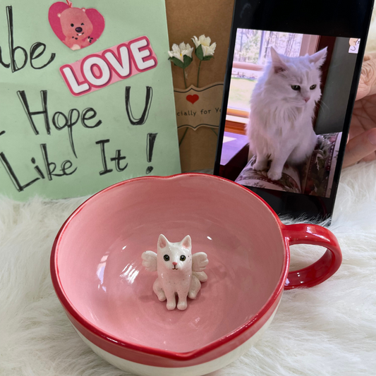 Handmade Custom Pet's Figure Ceramic Heart Mug