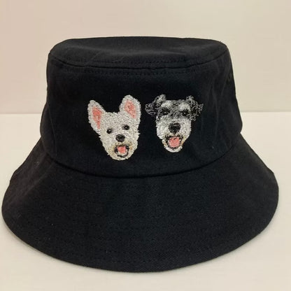 Chapeau de seau brodé de portrait d’animal de compagnie personnalisé