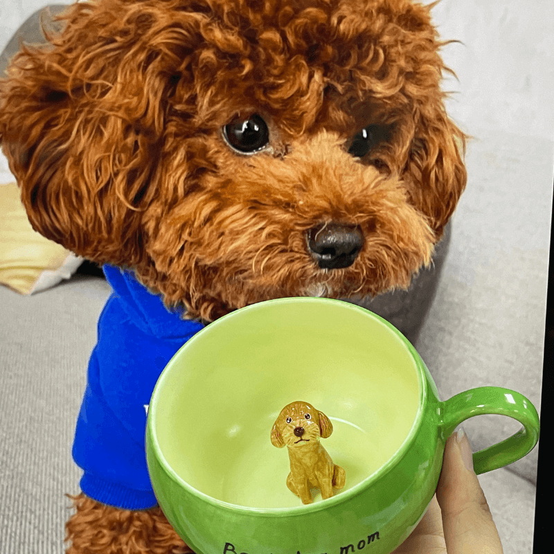 Handmade Custom Pet Figure Inside Ceramic Mug-Teddy