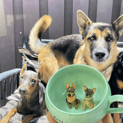 Handmade Custom Pet Figure Inside Ceramic Mug-German Shepherd