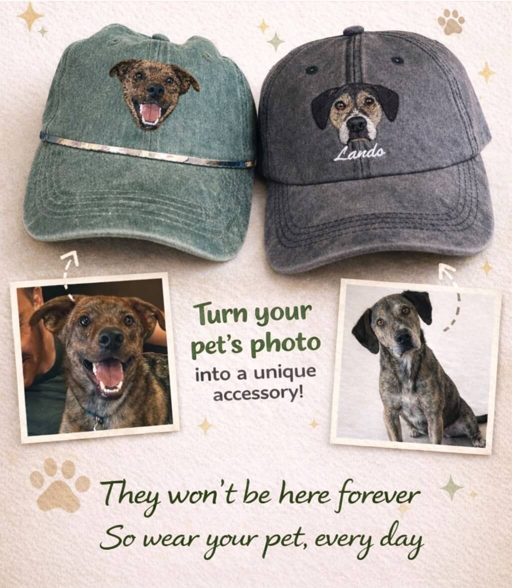 Custom Pet Portrait Embroidered Hat