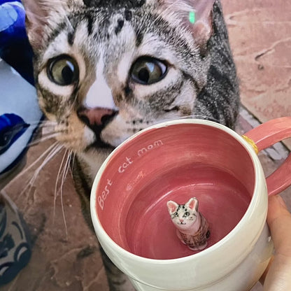 Handmade Custom Pet's Figure Ceramic Mug-For Cat