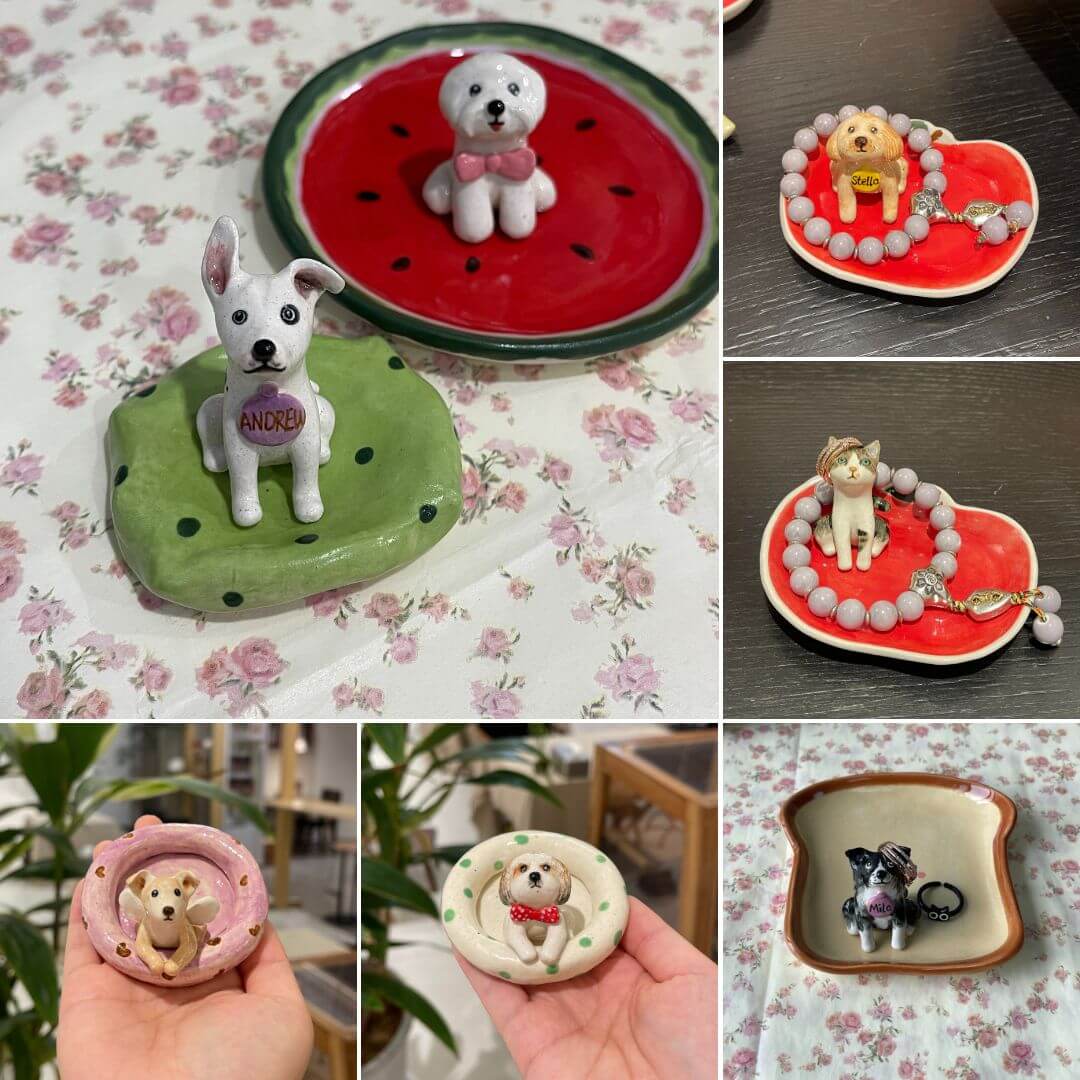 Ceramic Handmade Pet Figurine Jewel Holder Tray