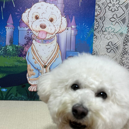 Custom Cartoon Pet Portrait Canvas Hand-Drawn By Photo